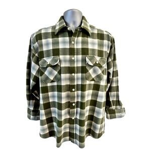 PENDLETON 'Maverick' Merino 100% Wool Plaid Shirt Button Pockets-Men's Size L
